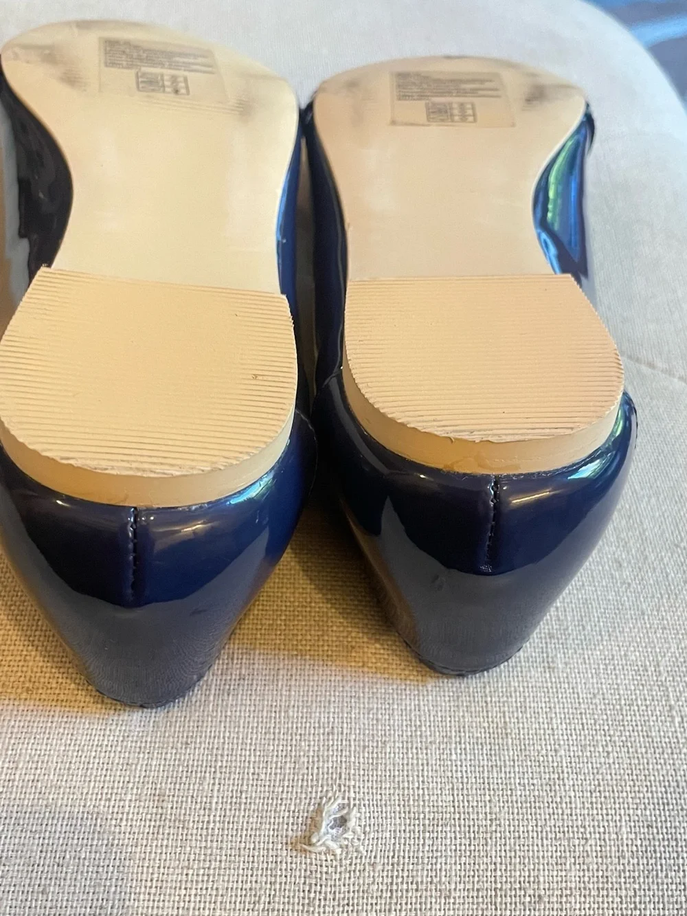 Janie and Jack Navy Patent Leather Ballet Flats with Gold Bit Detail Size 13 Gir